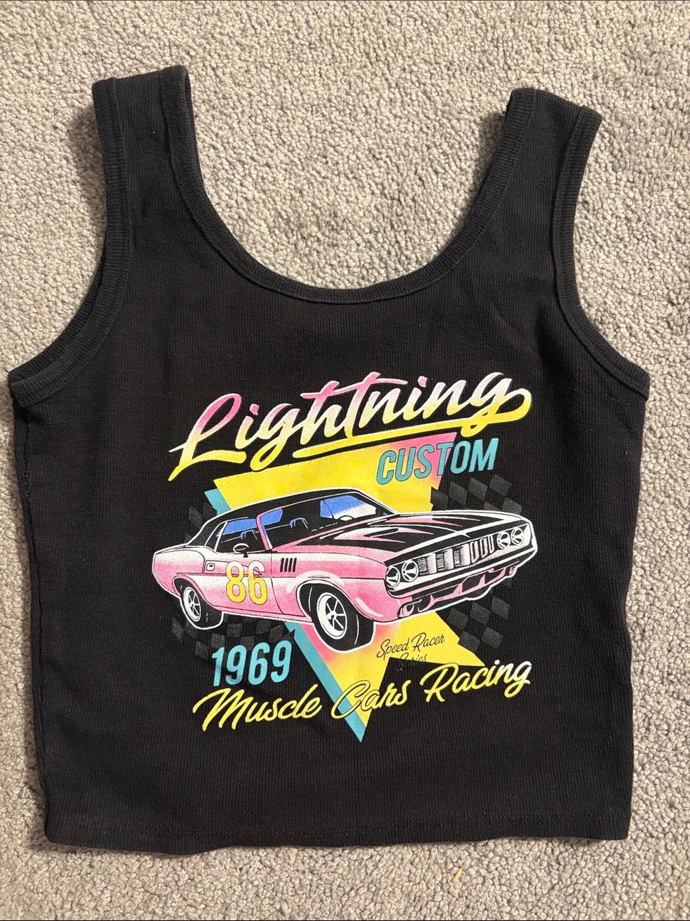 Lightning Custom 1969 Muscle Cars Racing Cropped tank top